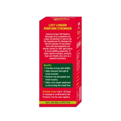 Goodcare Vigor 100 Stamina Massage Oil 30 ml - Sexual Healthcare