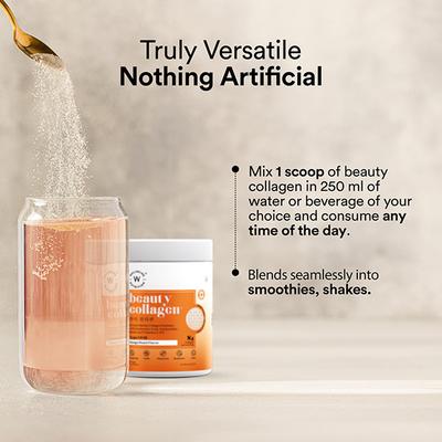 Wellbeing Nutrition Beauty Pure Marine Collagen with Hyaluronic Acid Supplements - Mango Peach Flavor 250 gm - Hair & Skin