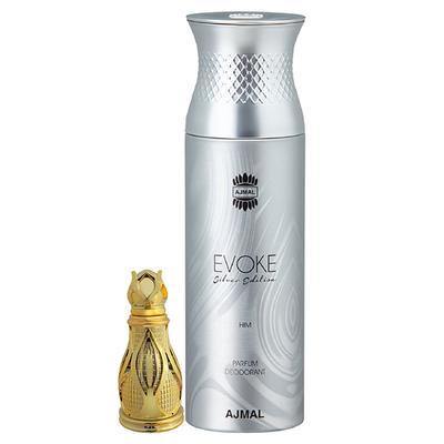 Ajmal Khofooq Concentrated Perfume Oil Woody Oudhy And Evoke Silver Edition Him Deodorant Spicy Floral Fragrance 218 ml - Perfumes (Edt/Edp)
