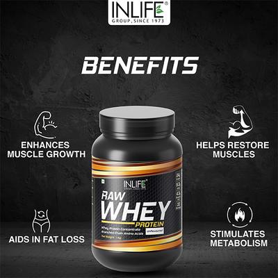 Inlife Raw Whey Protein Powder - Unflavoured 1 kg - Whey Proteins