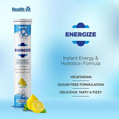 Healthvit Energize Effervescent Tablet - Lemon Flavour 20's - Energy Drinks