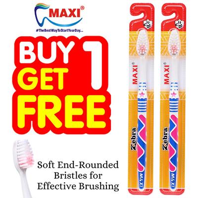 MAXI Zebra Toothbrush - Soft/Medium (Buy 1 Get 1 Free) - Toothbrushes
