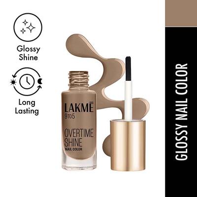 Lakme 9To5 Overtime Shine Nail Colour Brown Sandcastle 6 ml - Nail Polish