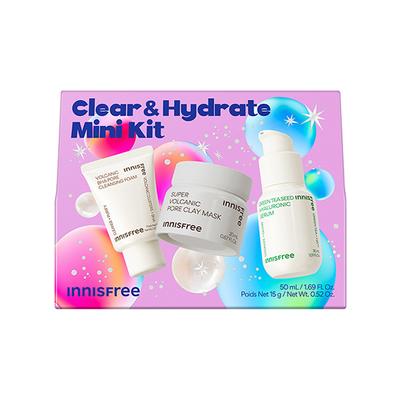 Innisfree Clear & Hydrate Kit Oil-Free, Pore-Cleansing Skincare Set 65 ml - Makeup Kits & Sets