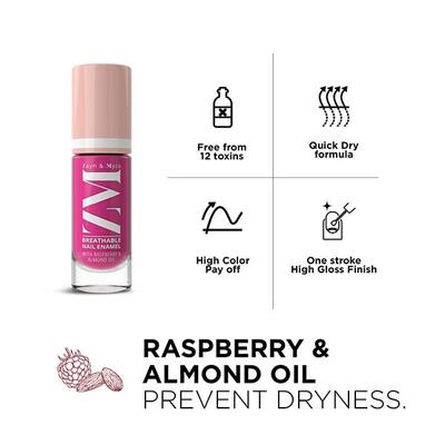 Zayn & Myza Breathable Nail Enamel With Raspberry & Almond Oil, Pink Popsicle 6 ml - Nail Polish