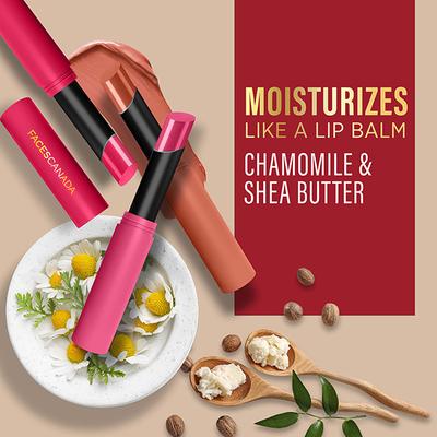 Facescanada Long Stay 3-In-1 Matte Lipstick Primer + Lip Balm Chamomile and Shea Butter Bubble Gum Pink 04, 2gm - Lipsticks
