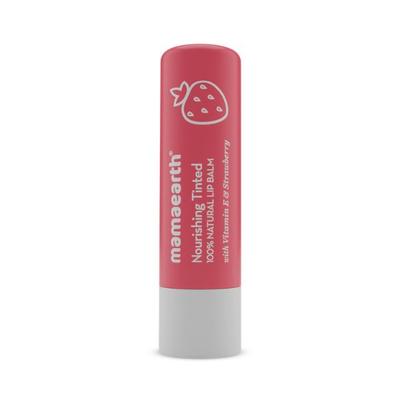 Mamaearth Nourishing Tinted 100% Natural Lip Balm with Vitamin E and Strawberry 4 gm - Lip Balms