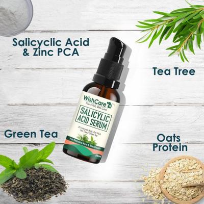 WishCare 2% Salicylic Acid Serum For Active Acne & Blackheads With Zinc Pca Tea Tree & Green Tea 30 ml - Face Serum