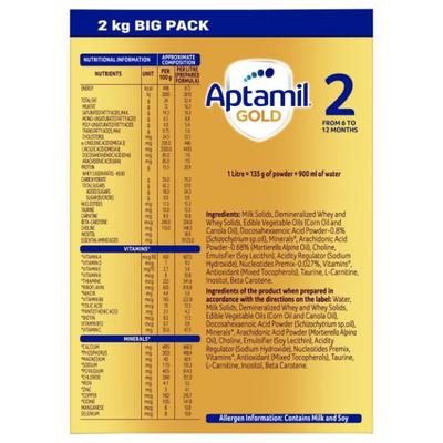 Aptamil Gold Infant Formula Stage 2 Milk Powder (6-12 months) 2 Kg - Baby And Infant Supplements