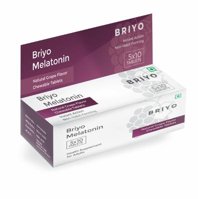 Briyo Melatonin Chewable Tablets - Natural Grape Flavour 50's - Mental Health