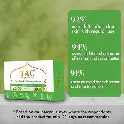 TAC The Ayurveda Co. Tea Tree & Giloy Sugar Soap (Pack of 3 x 100 gm) - Personal Care (Ayush)