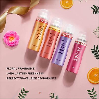 Secret Temptation Travel Pack with Pink Romance Mystery Mini Deodorant for Women 50ml Each 4's - Women Deodorants/Roll-Ons