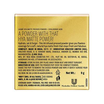 Lakme 9to5 Hya Matte Pressed Powder Nude 9 gm - Compact Powder