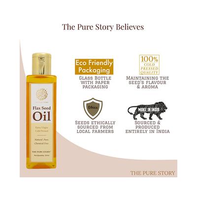 The Pure Story Flax Seed Oil Pure Natural, Extra Virgin Cold Pressed 100ml - Face Oils