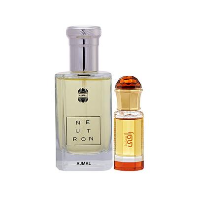 Ajmal Neutron EDP Citrus Fruity Perfume And Mukhallat Raaqi Concentrated Perfume Oil Floral Fruity 110 ml - Perfumes (Edt/Edp)