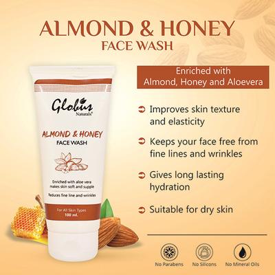 Globus Naturals Almond & Honey Gentle Face Wash 100 ml - Face Wash & Cleansers