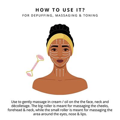 Bronson Professional Rose Quartz Facial Massage Roller 1's - Derma Rollers