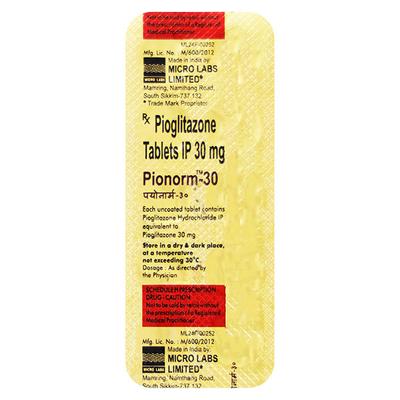 Pionorm 30mg Tablet 10'S - Diabetes-Ant