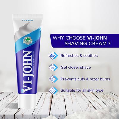 VI-JOHN Classical,Icy Mint & Tropical Lime Shaving Cream for Men with Tea Tree oil and Bacti-Guard 125g 9's - Shaving Creams