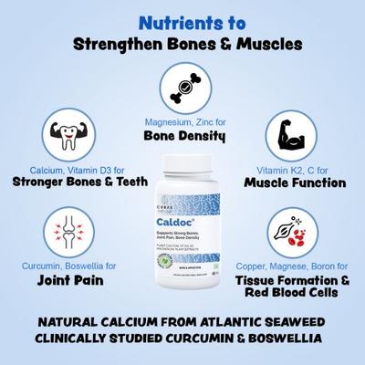 Curae Health Caldoc Plant Calcium Vitamin D3 Tablets 60's - Calcium And Minerals