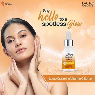 Lacto Calamine Vitamin C Serum with Pollushield, Vitamin E, B3 and B5, Skin Brightening Serum 30 ml - Face Serum