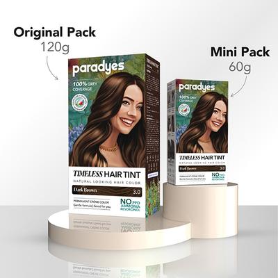 Paradyes Permanent Mini Dark Brown Timeless Hair Tint for Complete Grey Coverage Dark Brown 60 gm - Crème
