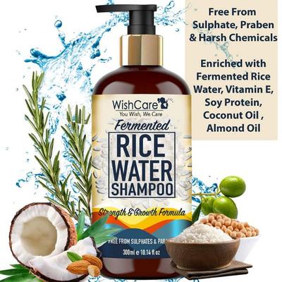 WishCare Fermented Rice Water Shampoo For Dry & Frizzy Hair - Paraben And Sulphate Free Shampoo 300 ml - Shampoos