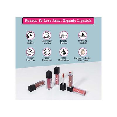 Aravi Organic Long Lasting Ultra Smooth Matte Liquid Lipstick - Signature Smile 7.5 ml - Liquid Lipsticks