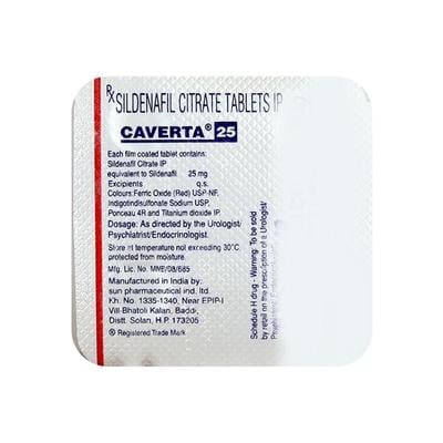 Caverta 25mg Tablet 4'S - Impotence/Erectile Dysfunction (Ed)