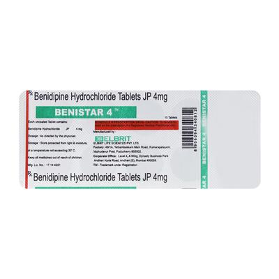 BENISTAR 4mg Tablet 10's - Hypertension-Cal