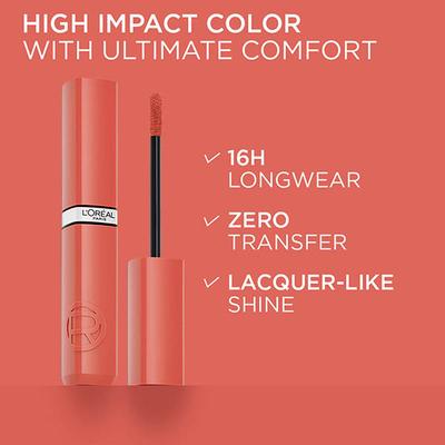 Loreal Paris Infallible Laque Resistance Lacquer-Like Shine, 16H Longwear, 614 Coral Amour 4 ml - Liquid Lipsticks