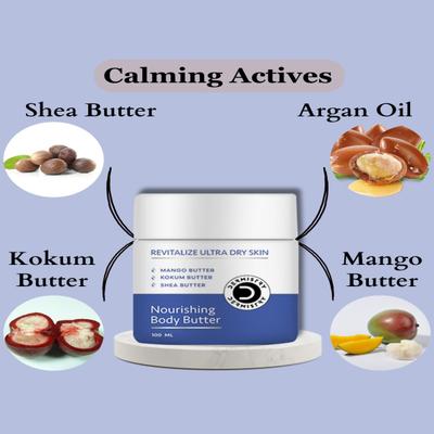 Dermistry Revitalize Ultra Dry Skin Nourishing Body Butter 100 ml + Sensitive And Dry Skin Calming Soothening Face Cream 50 ml - Face Creams