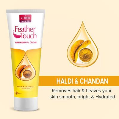 VI-John Feather Touch Hair Removal Cream Haldi & Chandan Tube for Normal Skin 110 gm - Shaving Creams