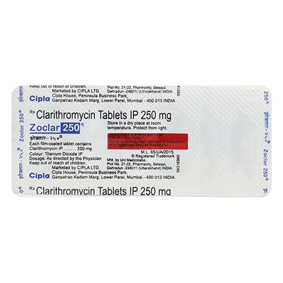 Zoclar 250mg Tablet 4'S - Bacterial Infections-Mac