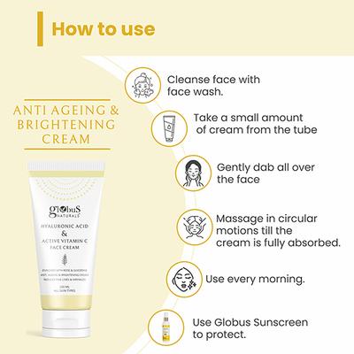 Globus Naturals Hyaluronic Acid & Vitamin C Face Cream 100 ml - Face Moisturizers