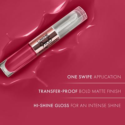 Lakme 9 to 5 Matte to Glass Liquid Lip - Fuchsia Pink 7.6 ml - Liquid Lipsticks