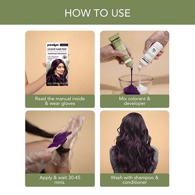 Paradyes Semi Permanent Velvet Burgundy Glossy Hair tint Enriched with Herbal Extracts 160 gm - Crème