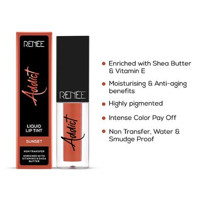RENEE Addict Liquid Lip Tint - Sunset 2 ml - Lip Stains & Tints