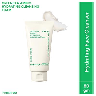 Innisfree Green Tea Amino Acid Foam Cleanser - Hydrating, Soft & Rich Cleanser for Daily Use 80 gm - Face Wash & Cleansers