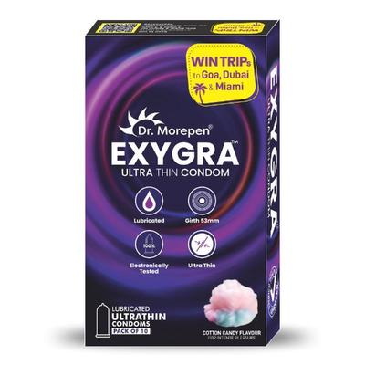 Dr. Morepen Exygra Ultrathin Lubricated Condom - Cotton Candy Flavour 10's - Plain/Flavoured Condoms