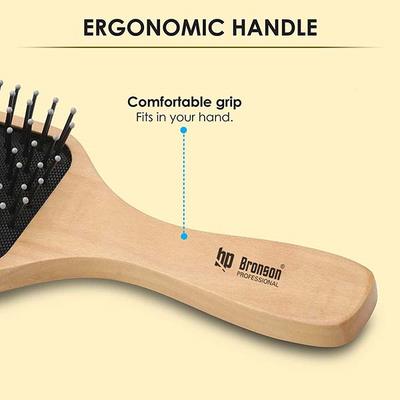 Bronson Professional Paddle Hair Brush Wooden with Strong & Fflexible Nylon Bristles 12's - Hair Brushes