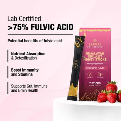 Bargad Himalayan Shilajit Honey Sticks - Strawberry Flavour 7's - Speciality Medicines