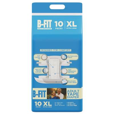 B-Fit Adult Economy TAPE Diaper (XL) 10's - Adult Diapers & Pads