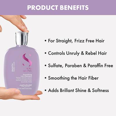 Alfaparf Milano Smoothing Low Shampoo - Dry, Frizzy Hair, Smooth, Shiny, Rebel Hair 250 ml - Shampoos