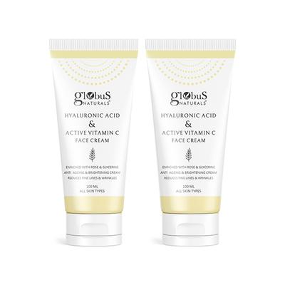 Globus Naturals Hyaluronic Acid & Vitamin C Anti Ageing Face Cream, 100gm each 2's - Face Moisturizers