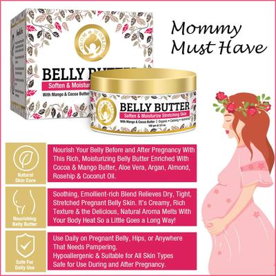 Mom & World Belly Butter - Mango and Cocoa Butter 100 gm - Baby Skin Care