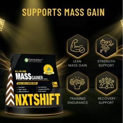 Pure Nutrition NXTSHIF All-In-One Mass Gainer Powder - Chocolate Flavour 3 kg - Multi-Vitamins