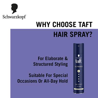 Schwarzkopf Taft Ultimate Hair Lacquer Ultimately Strong 6 Hair Spray 250ml - Hair Sprays & Mists