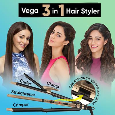Vega Ultra Shine Hair Straightener with Wide Ceramic Coated Plates(VHSCC-25) 1's - Multi-Stylers