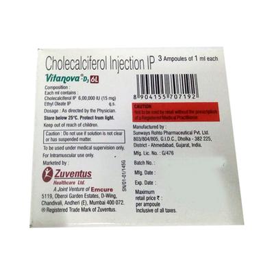 Vitanova D3 6L Injection 1ml - Supplements-Vam